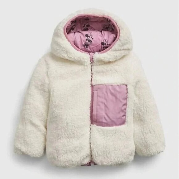 Gap Disney Minnie Mouse Reversible Sherpa ColdControl  Max Puffer Jacket 18-24M - Picture 2 of 11